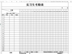 <b>实习生考勤表下载_实习生考勤表格式_模板</